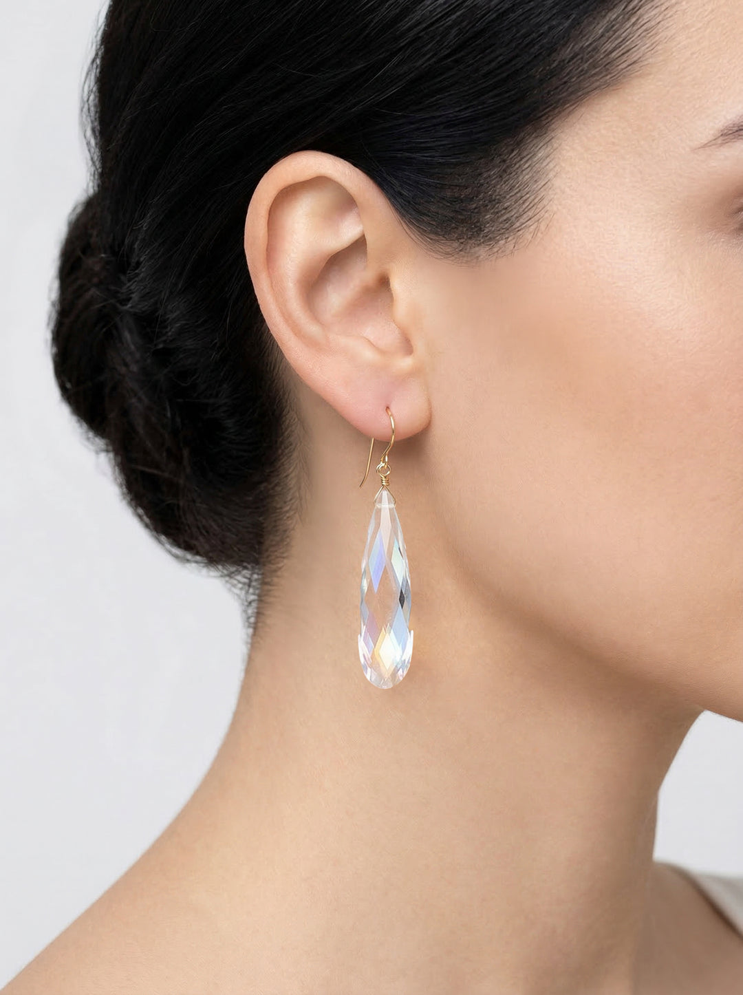Clear Cubic Zirconia Earrings Simulated Diamond Long Large Teardrop CZ Sterling Silver or 14k Solid Gold or Filled Faceted Drops 2 Inch