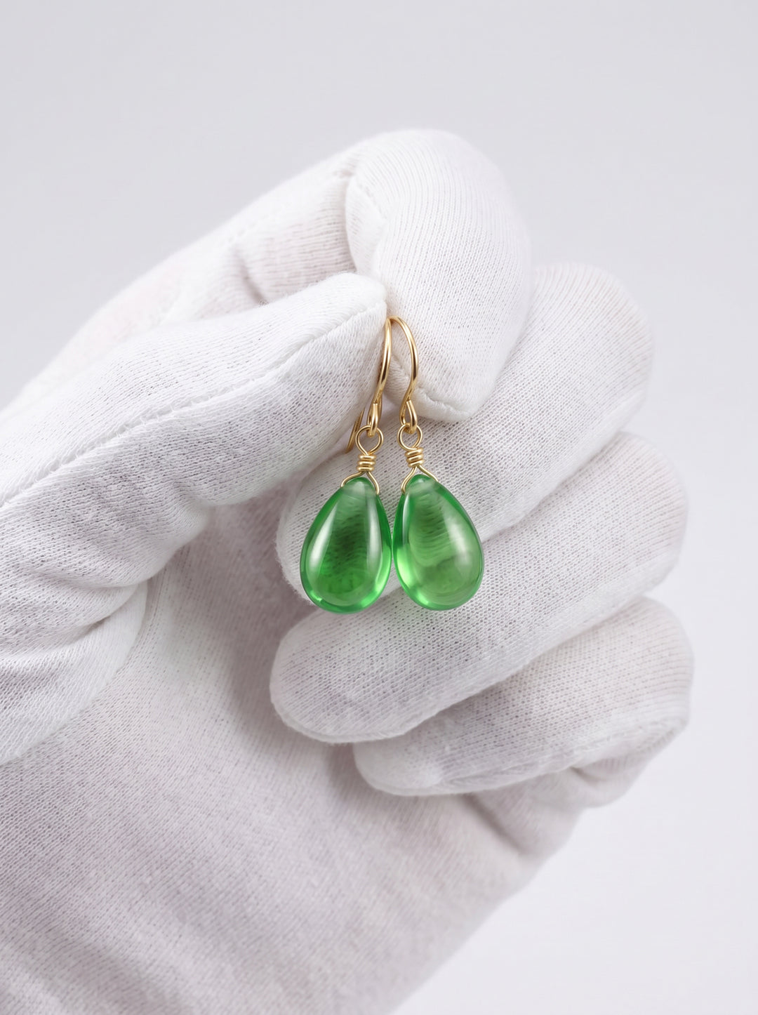 Peridot Green Cubic Zirconia Earrings Smooth Teardrop AAA CZ  Sterling Silver or 14k Solid Gold or Filled Simple Pear Shaped Drops Classic