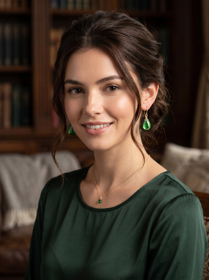 Peridot Green Cubic Zirconia Earrings Smooth Teardrop AAA CZ  Sterling Silver or 14k Solid Gold or Filled Simple Pear Shaped Drops Classic