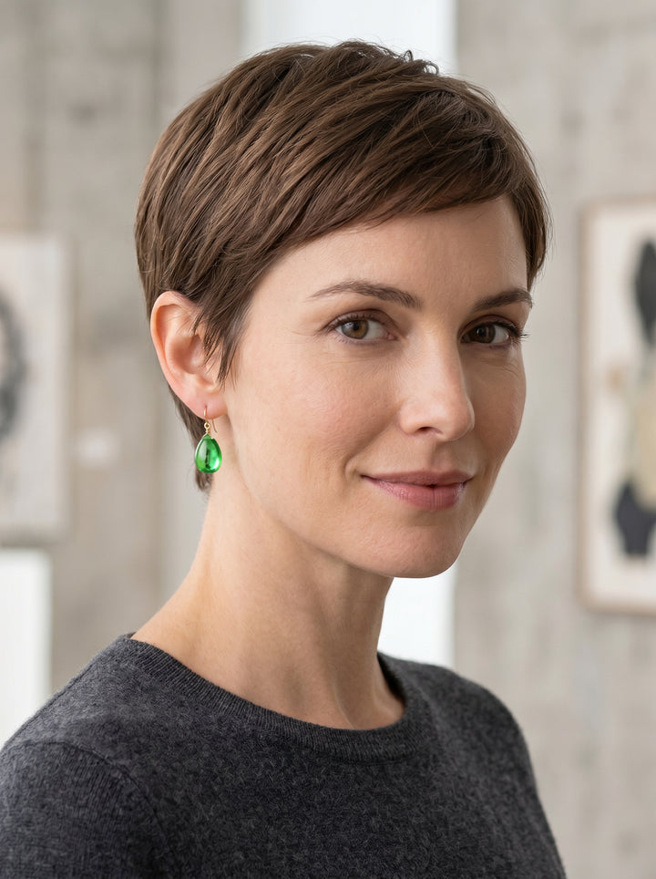 Peridot Green Cubic Zirconia Earrings Smooth Teardrop AAA CZ  Sterling Silver or 14k Solid Gold or Filled Simple Pear Shaped Drops Classic