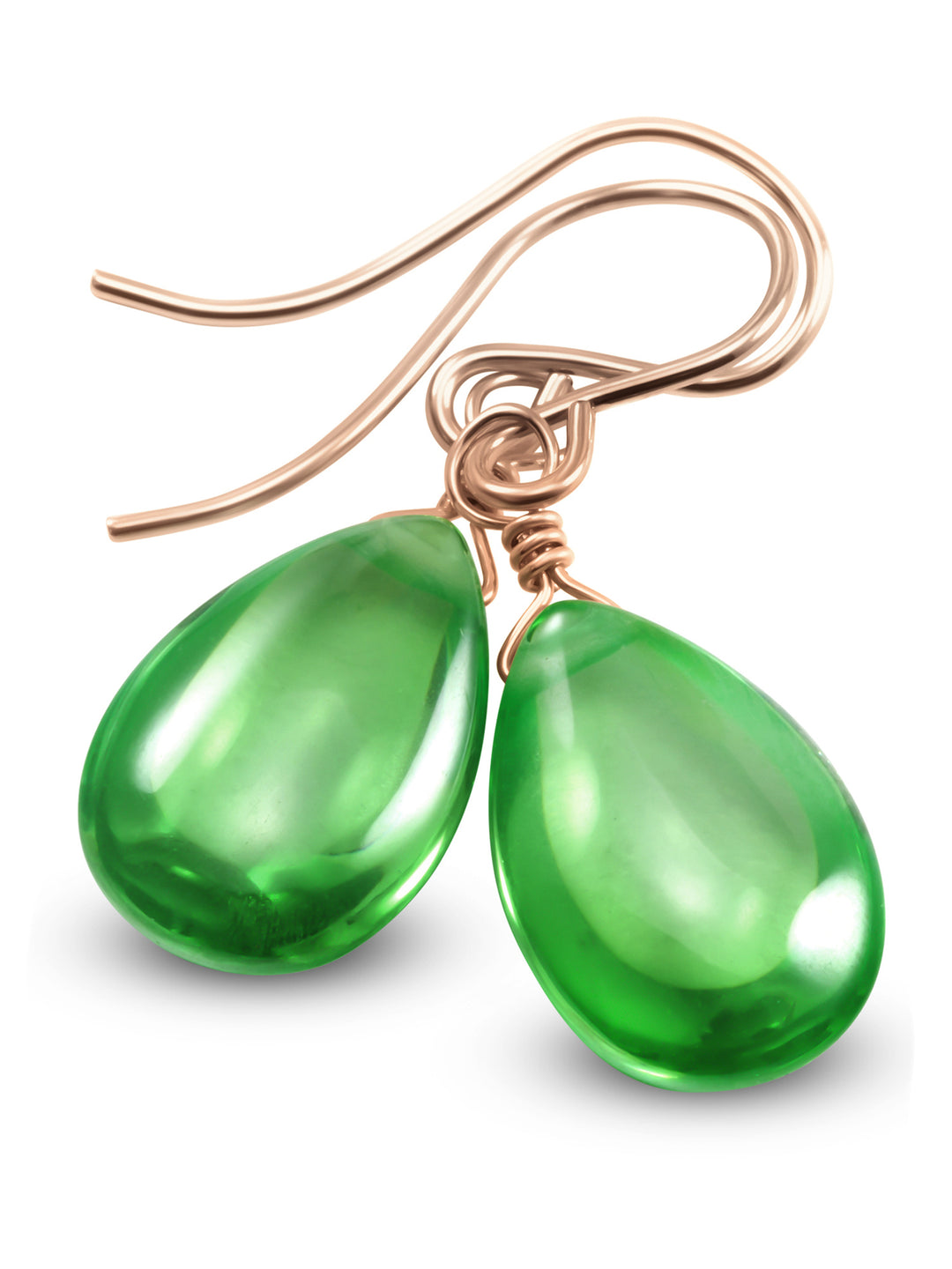 Peridot Green Cubic Zirconia Earrings Smooth Teardrop AAA CZ  Sterling Silver or 14k Solid Gold or Filled Simple Pear Shaped Drops Classic