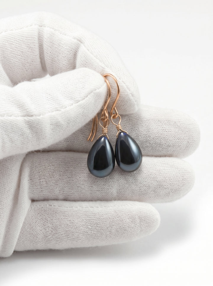 Dark Sapphire Blue Cubic Zirconia Earrings Smooth Teardrop Briolette AAA CZ Sterling Silver or 14k Solid Gold or Filled Pear Drops