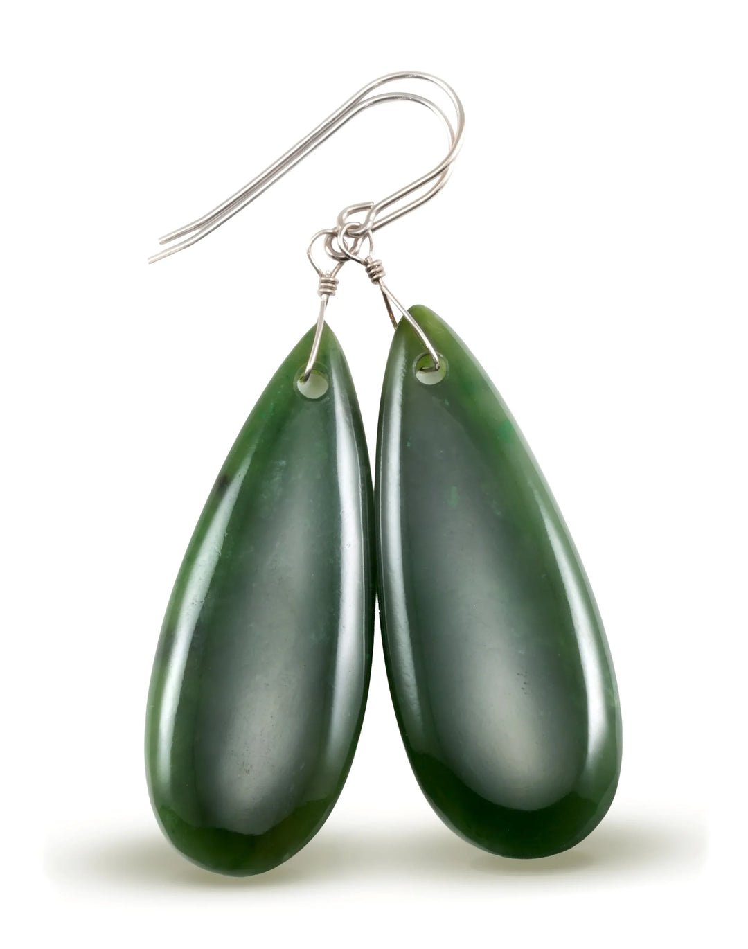 Green Jade Earrings Natural Nephrite Smooth Super Large Teardrop 14k solid gold or filled or Sterling Silver Simple Classic Drops Long Real - Spyglass Designs