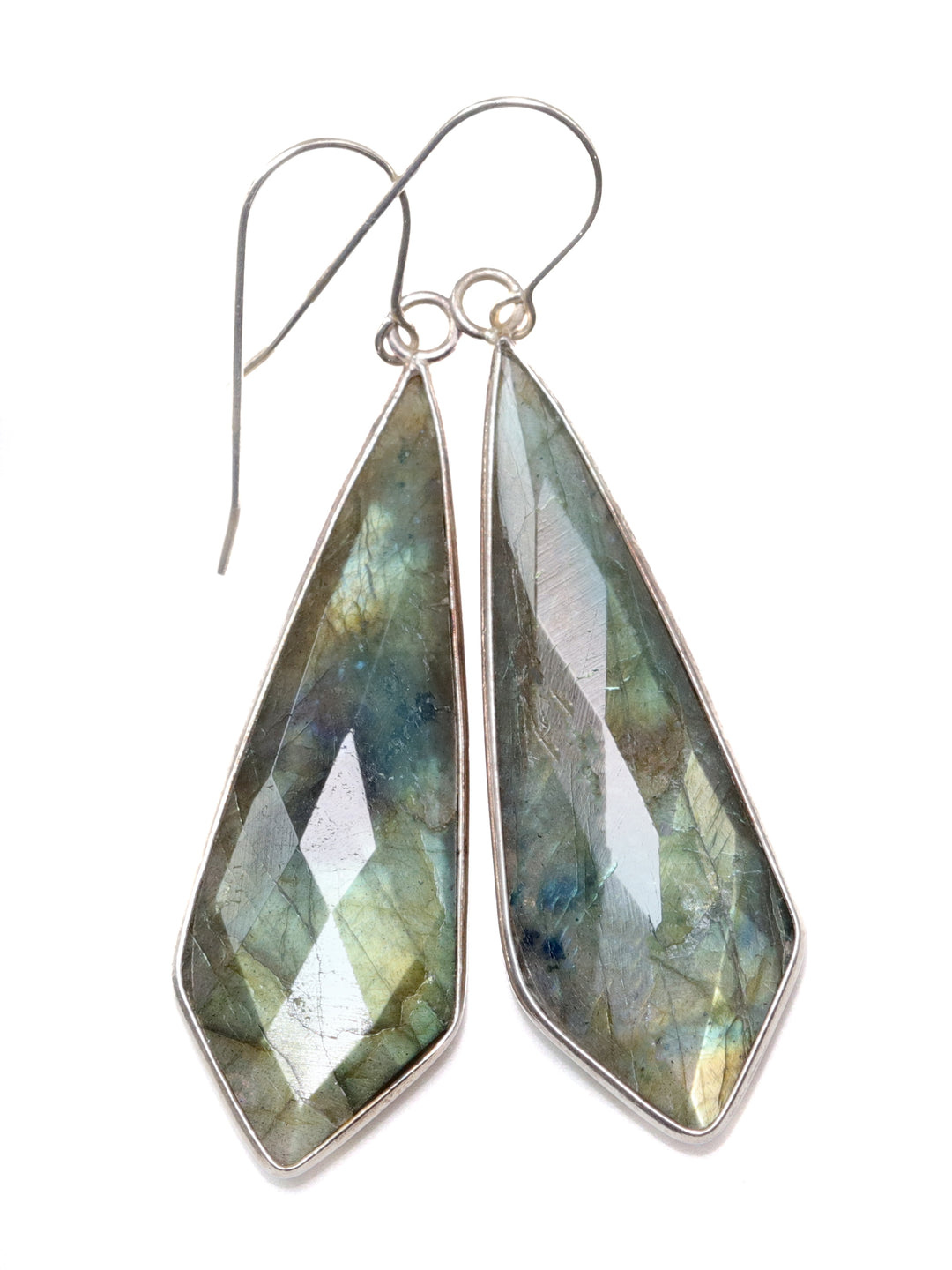 Labradorite Earrings Natural Long Large 2.5 Inches 14k solid gold or filled  or Sterling Silver Pointed Teardrop Drops  Blue Flash Drops