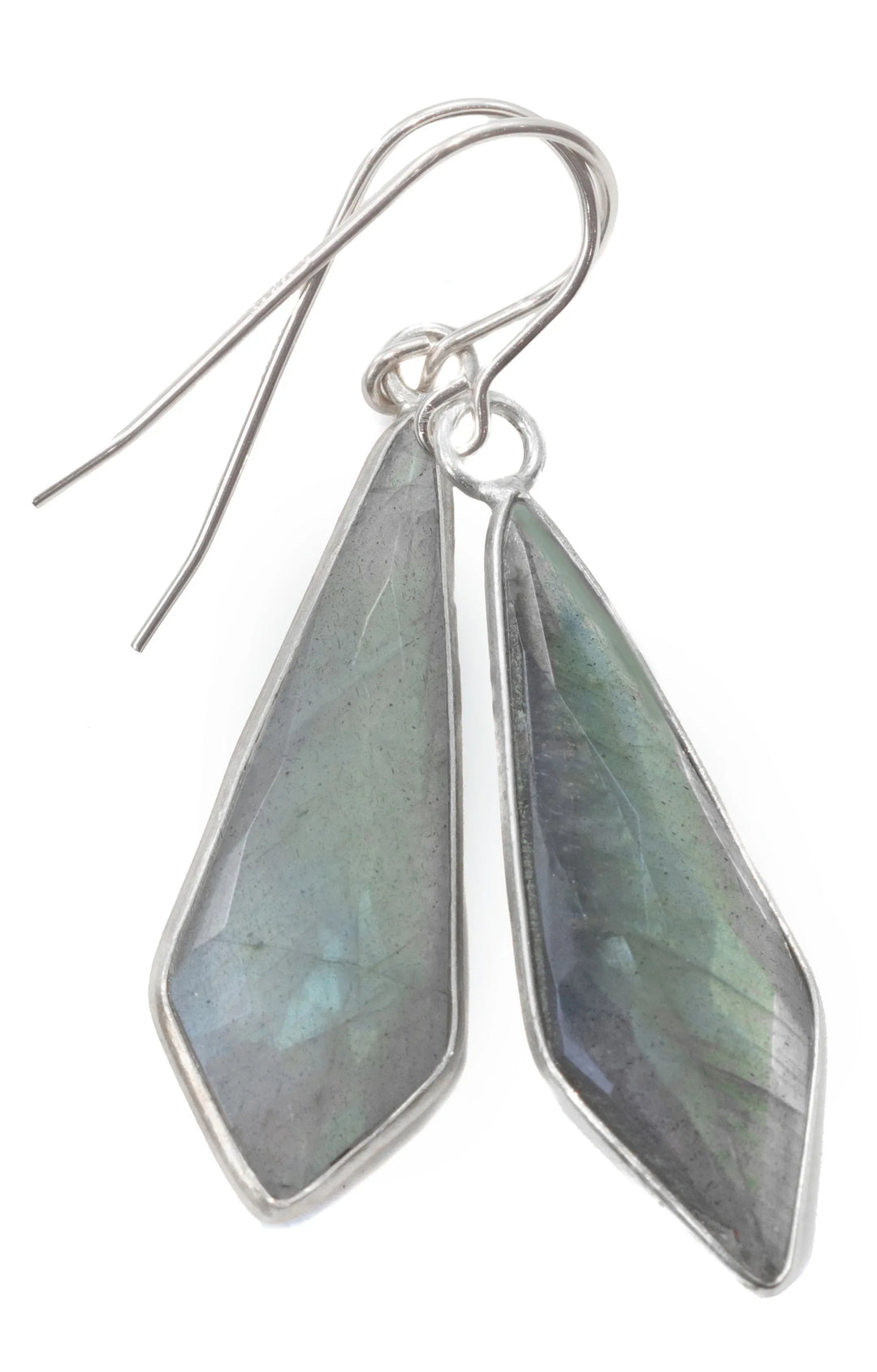 Labradorite Earrings Natural Long Large 1.8 Inches 14k solid gold or filled Pointed Teardrop Drops Blue Flash High Quality Stones - Spyglass Designs