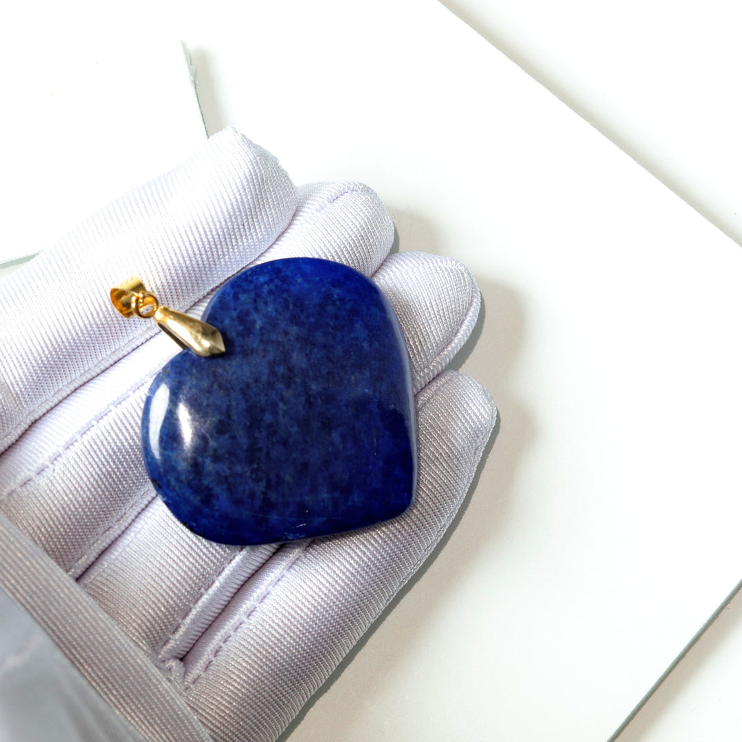 Lapis Lazuli Necklace Pendant Puffed Heart Natural Blue AAA Classic Simple Pyrite Flecks