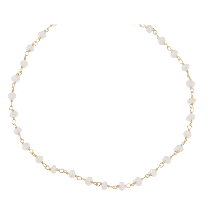 Moonstone Necklace Rainbow Blue White  14k Gold Filled or Sterling Silver Chain Link Faceted  18 19 Inches Simple Dainty Everyday