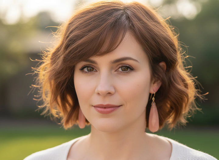 Pink Peruvian Opal Earrings Faceted Long Pear Teardrops 14k Solid Yellow Gold or Filled or Sterling Silver Simple Soft Pink Opals Earthy - Spyglass Designs