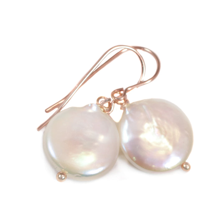 Button Pearl Earrings Sterling Silver or 14k Gold Filled French Ear Wires White High Luster Simple Pearls Genuine Freshwater Drops