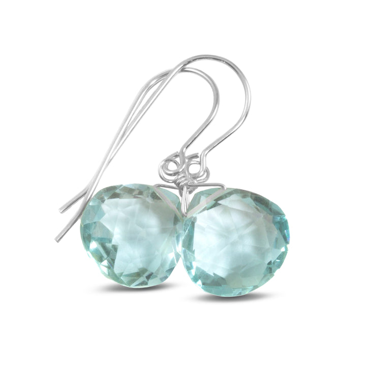 Simulated Aquamarine Blue Earrings Dangles 1.2" – Sterling Silver or 14k Gold