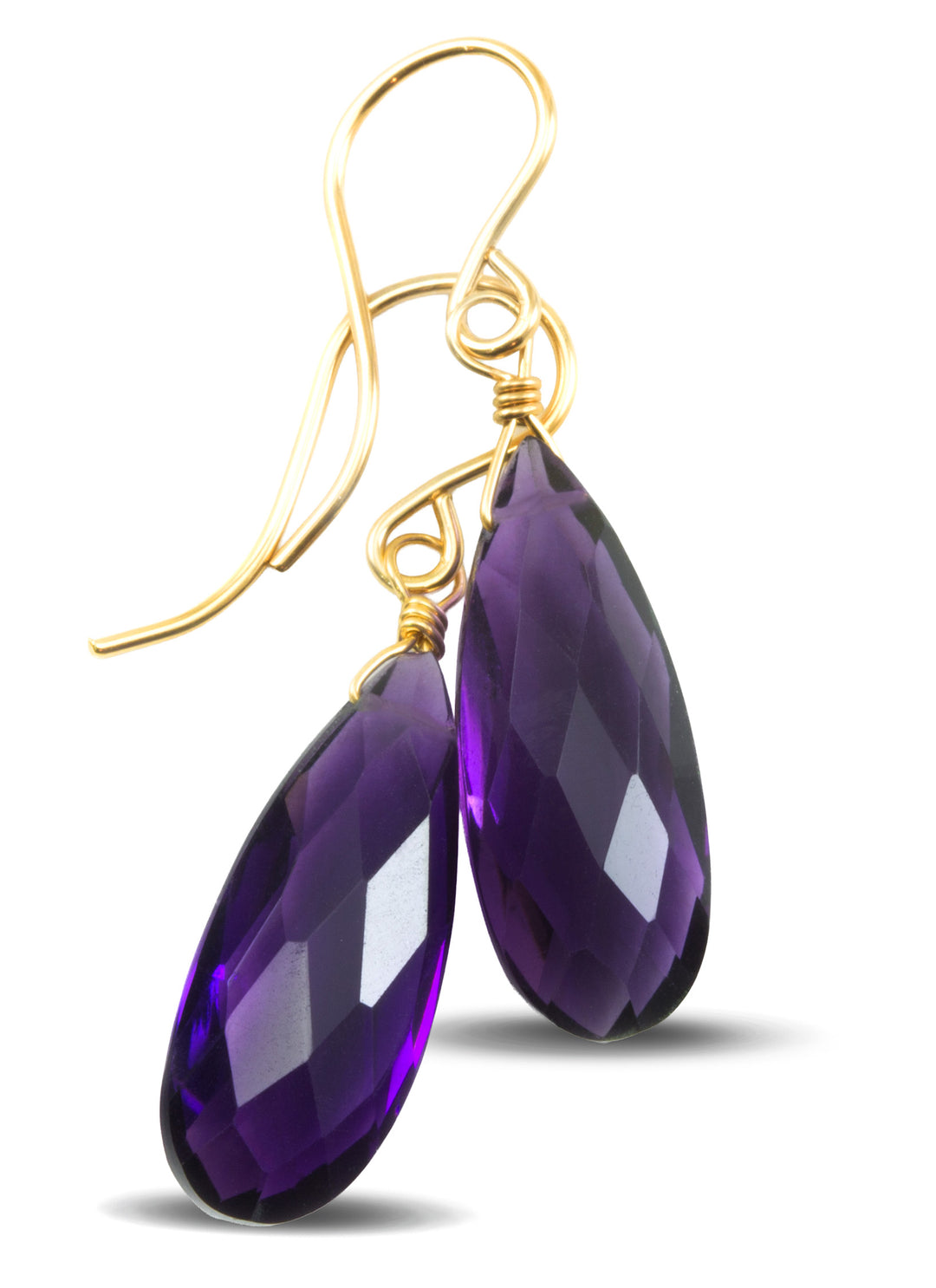 Simulated Amethyst Purple Earrings 1.4" – Sterling Silver or 14k Gold