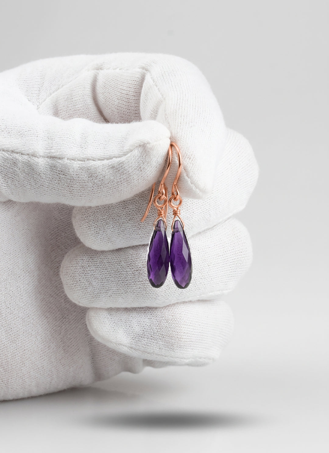 Simulated Amethyst Purple Earrings 1.4" – Sterling Silver or 14k Gold