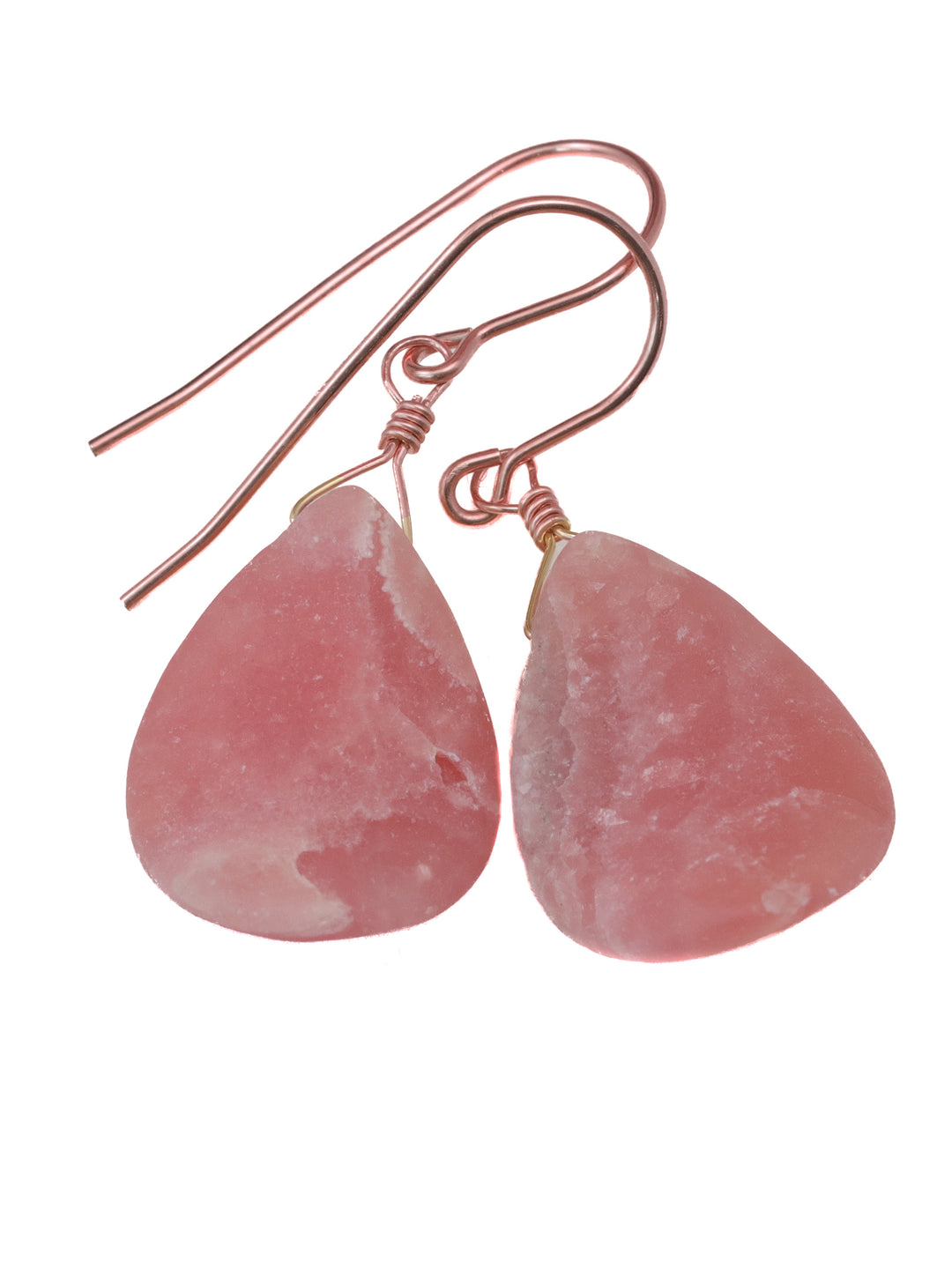 Pink Rhodochrosite Earrings Smooth Natural Teardrop Dangle Drops Sterling Silver or 14k Solid Gold or Filled Natural Earthy Pink Simple Drop