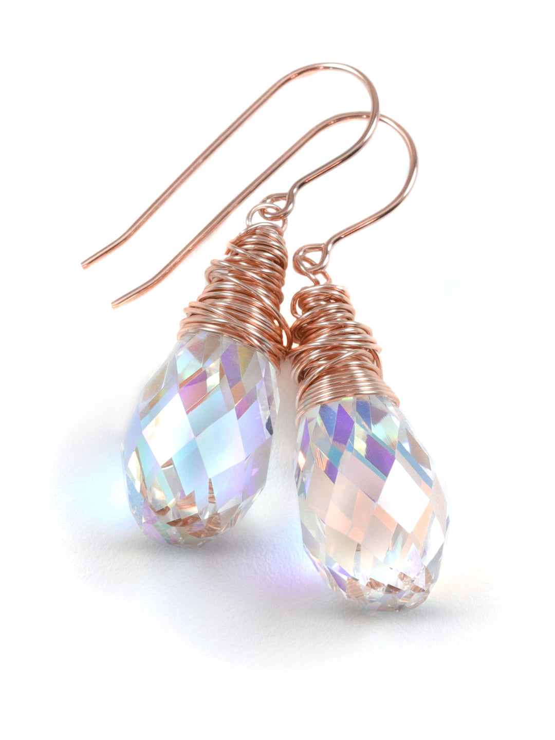 Spyglass Designs Earrings created with Crystals by Swarovski® Clear AB 14k Solid Gold or Sterling Silver Lg Briolette Dangles