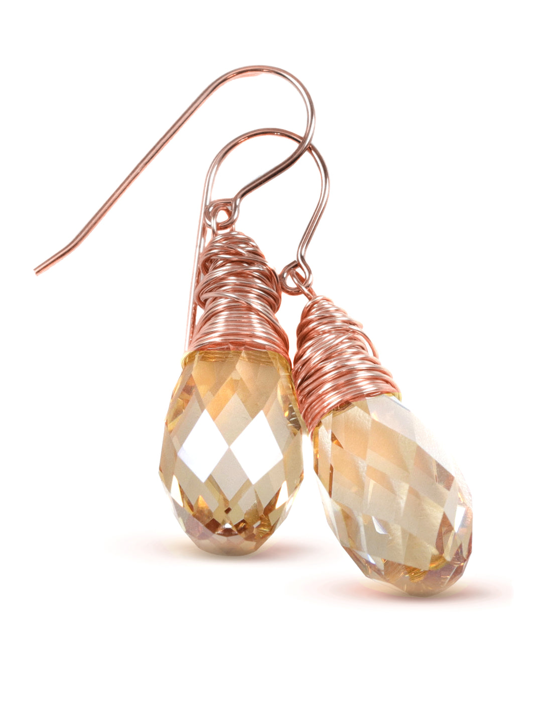 Spyglass Designs Earrings created with Crystals by Swarovski®  Imperial Simulated Topaz 14k Solid Gold or Sterling Silver Lg Briolette Drop