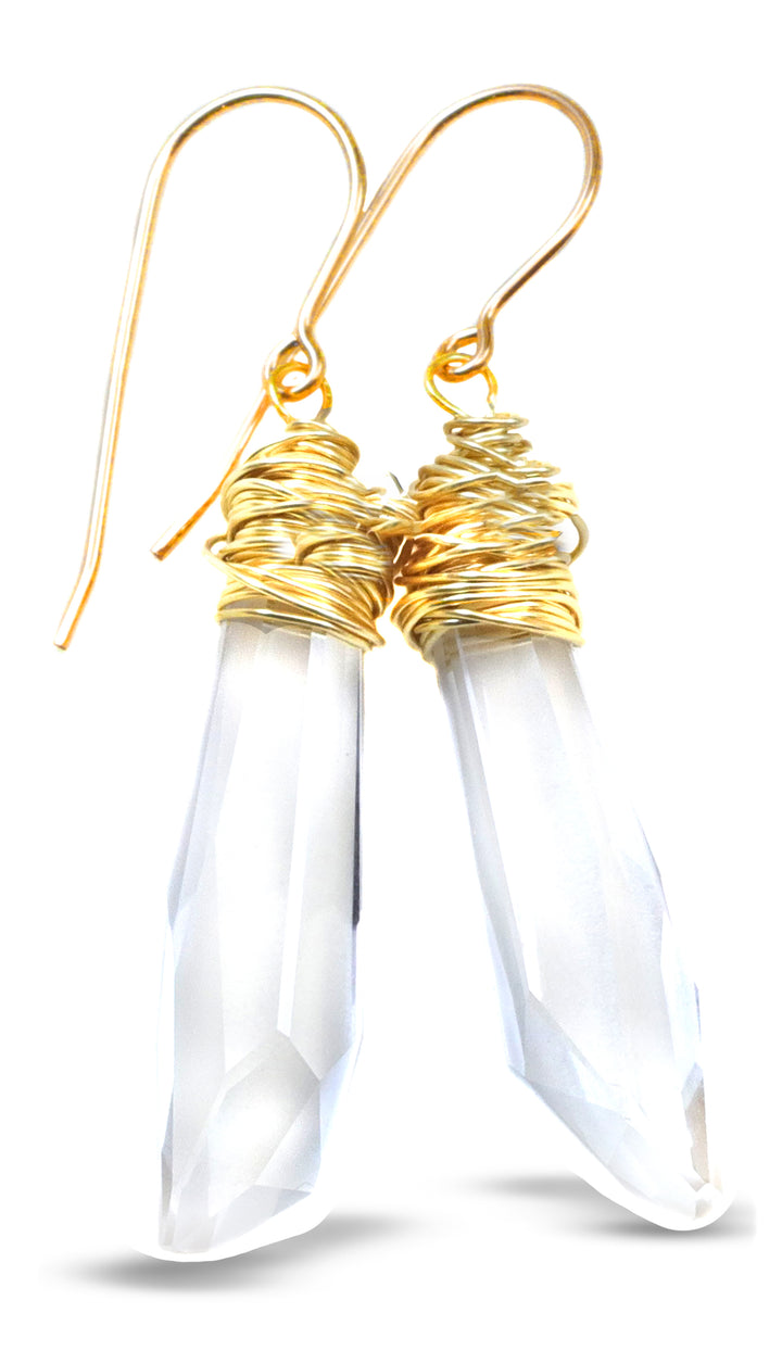 Spyglass Designs Earrings created with Crystals by Swarovski® Clear 14k Solid Gold or Sterling Silver Dangles 2 Inch