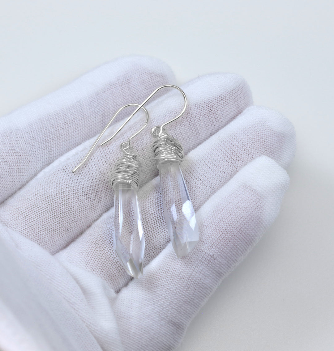 Spyglass Designs Earrings created with Crystals by Swarovski® Clear 14k Solid Gold or Sterling Silver Dangles 2 Inch