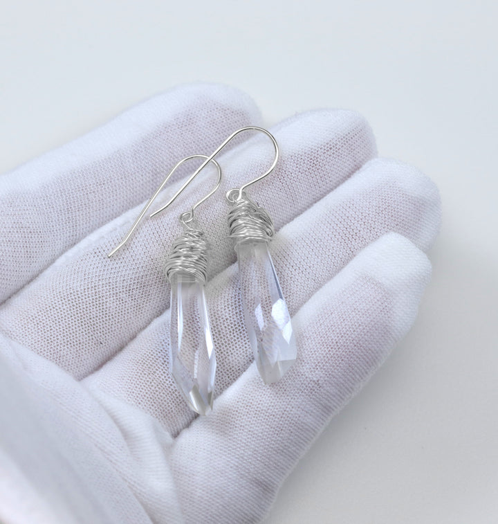 Spyglass Designs Earrings created with Crystals by Swarovski® Clear 14k Solid Gold or Sterling Silver Dangles 2 Inch