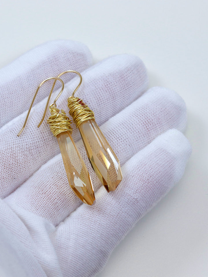 Spyglass Designs Earrings created with Crystals by Swarovski® Imperial Yellow Simulated Topaz 14k Solid Gold or Sterling Silver Dangle 2