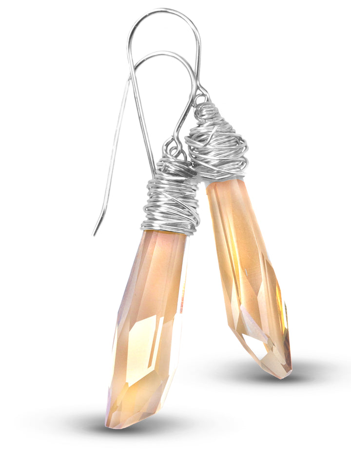 Spyglass Designs Earrings created with Crystals by Swarovski® Imperial Yellow Simulated Topaz 14k Solid Gold or Sterling Silver Dangle 2