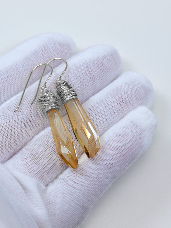 Spyglass Designs Earrings created with Crystals by Swarovski® Imperial Yellow Simulated Topaz 14k Solid Gold or Sterling Silver Dangle 2