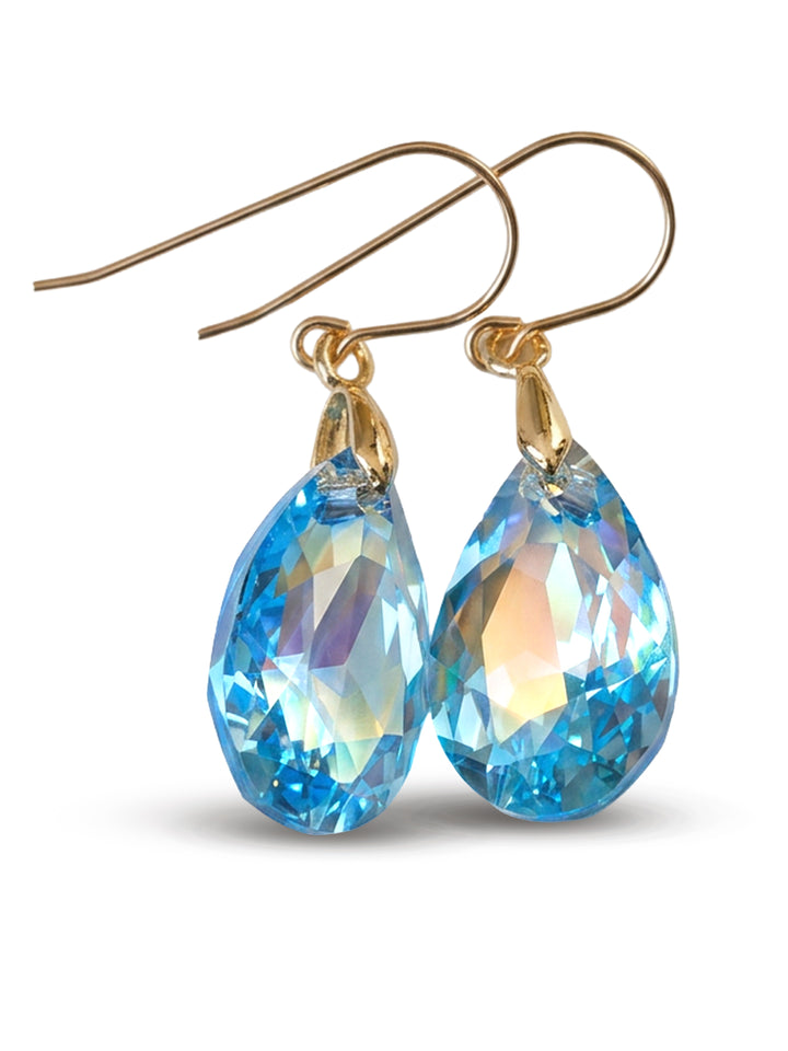 Spyglass Designs Earrings created with Crystals by Swarovski® Aqua Aquamarine Blue 14k Solid Gold or Sterling Silver Dangles