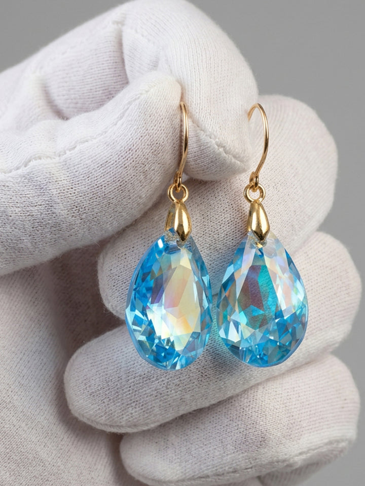 Spyglass Designs Earrings created with Crystals by Swarovski® Aqua Aquamarine Blue 14k Solid Gold or Sterling Silver Dangles