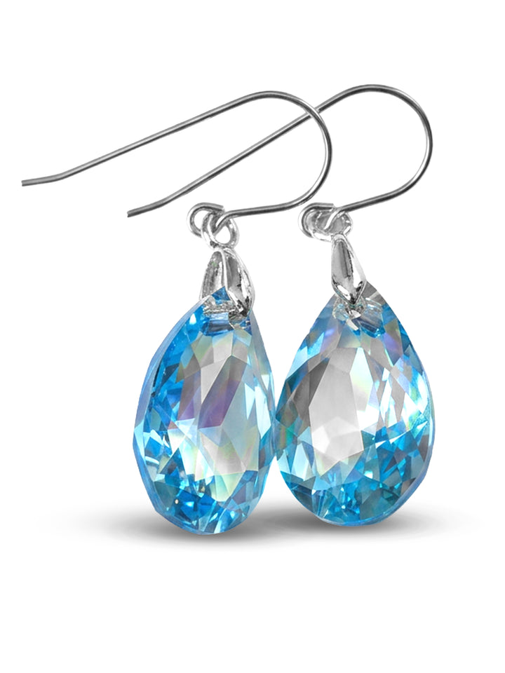 Spyglass Designs Earrings created with Crystals by Swarovski® Aqua Aquamarine Blue 14k Solid Gold or Sterling Silver Dangles