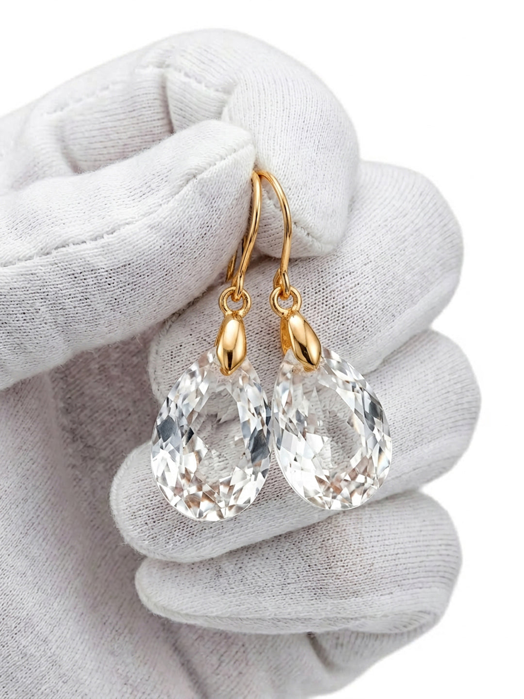 Spyglass Designs Earrings created with Crystals by Swarovski®  Clear Shimmery 14k Solid Gold or Sterling Silver Dangles
