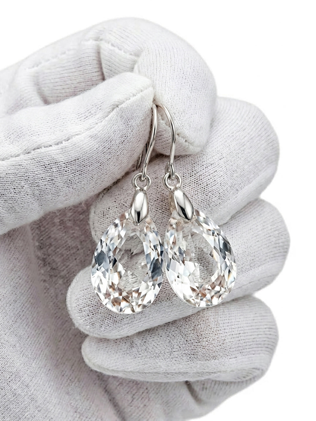 Spyglass Designs Earrings created with Crystals by Swarovski®  Clear Shimmery 14k Solid Gold or Sterling Silver Dangles