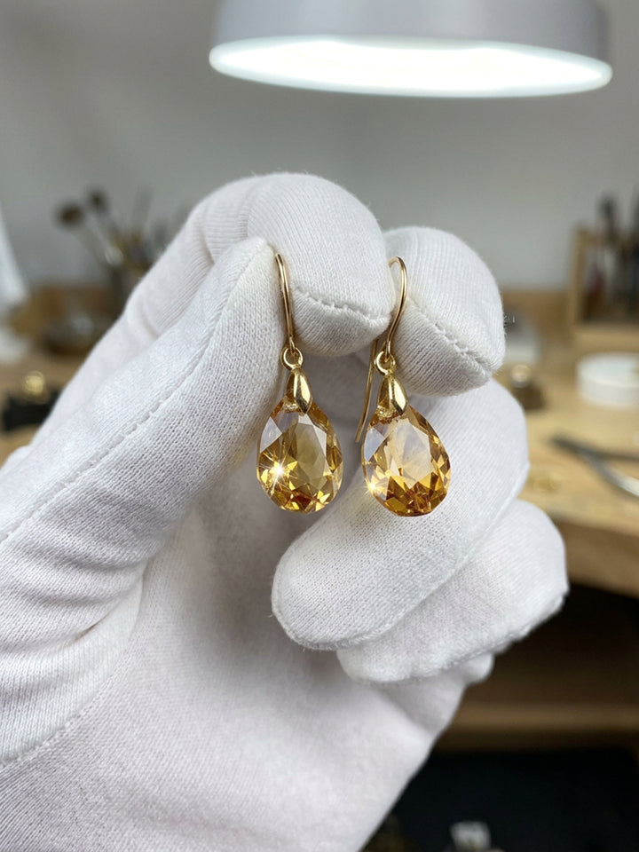 Spyglass Designs Earrings created with Crystals by Swarovski®  Imperial Yellow Simulated Topaz 14k Solid Gold or Sterling Silver Dangles