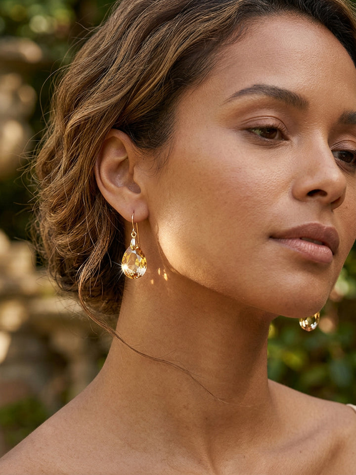 Spyglass Designs Earrings created with Crystals by Swarovski®  Imperial Yellow Simulated Topaz 14k Solid Gold or Sterling Silver Dangles