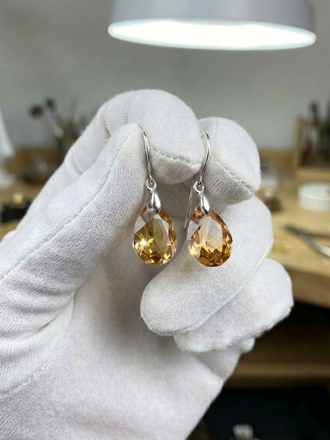 Spyglass Designs Earrings created with Crystals by Swarovski®  Imperial Yellow Simulated Topaz 14k Solid Gold or Sterling Silver Dangles