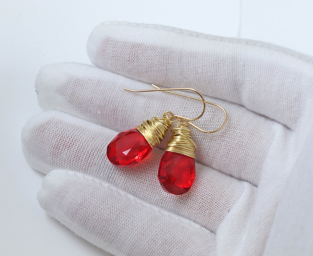 Spyglass Designs Earrings created with Crystals by Swarovski® Ruby Red 14k Solid Gold or Sterling Silver Dangles