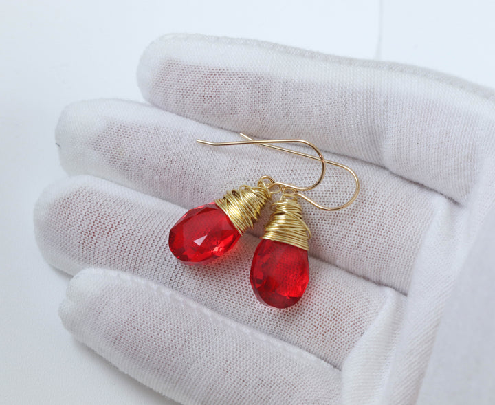 Spyglass Designs Earrings created with Crystals by Swarovski® Ruby Red 14k Solid Gold or Sterling Silver Dangles