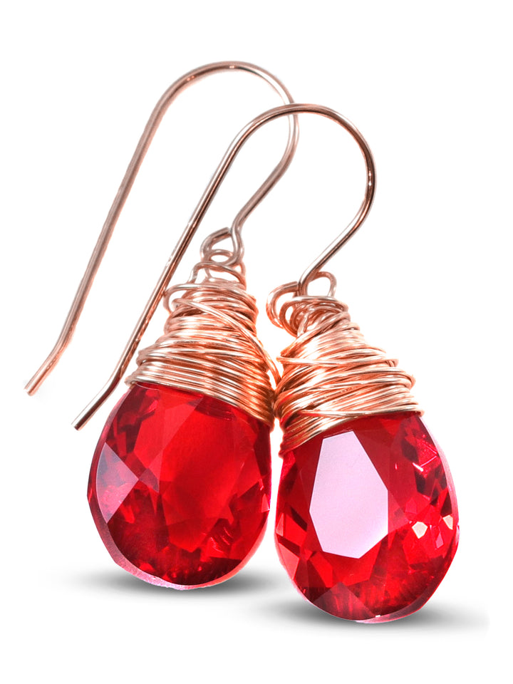 Spyglass Designs Earrings created with Crystals by Swarovski® Ruby Red 14k Solid Gold or Sterling Silver Dangles
