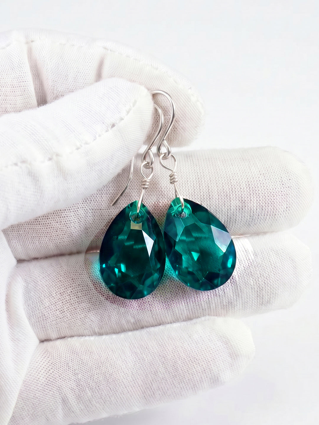 Spyglass Designs Earrings created with Crystals by Swarovski® Green Simulated Emerald 14k Solid Gold or Sterling Silver