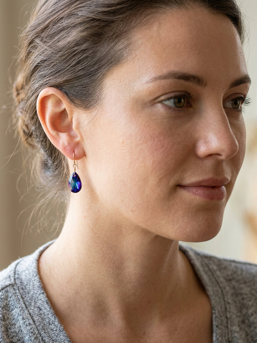 Spyglass Designs Earrings created with Crystals by Swarovski®  Heliotrope Blue simulated Sapphire 14k Solid Gold or Sterling Silver Dangle