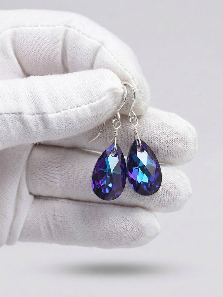 Spyglass Designs Earrings created with Crystals by Swarovski®  Heliotrope Blue simulated Sapphire 14k Solid Gold or Sterling Silver Dangle
