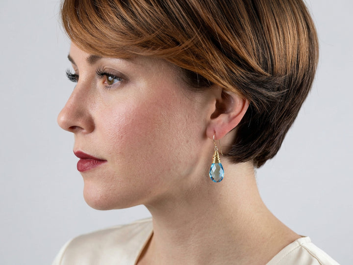 Spyglass Designs Earrings created with Crystals by Swarovski® Aqua Blue Crystals 14k Solid Gold or Sterling Silver Dangles