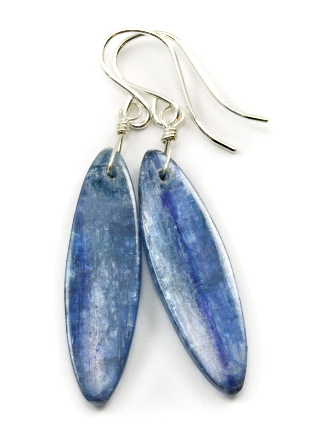 Blue Kyanite Earrings High Quality Smooth Narrow Teardrop 14k Solid Gold or Filled or Sterling Silver Rich contemporary simple
