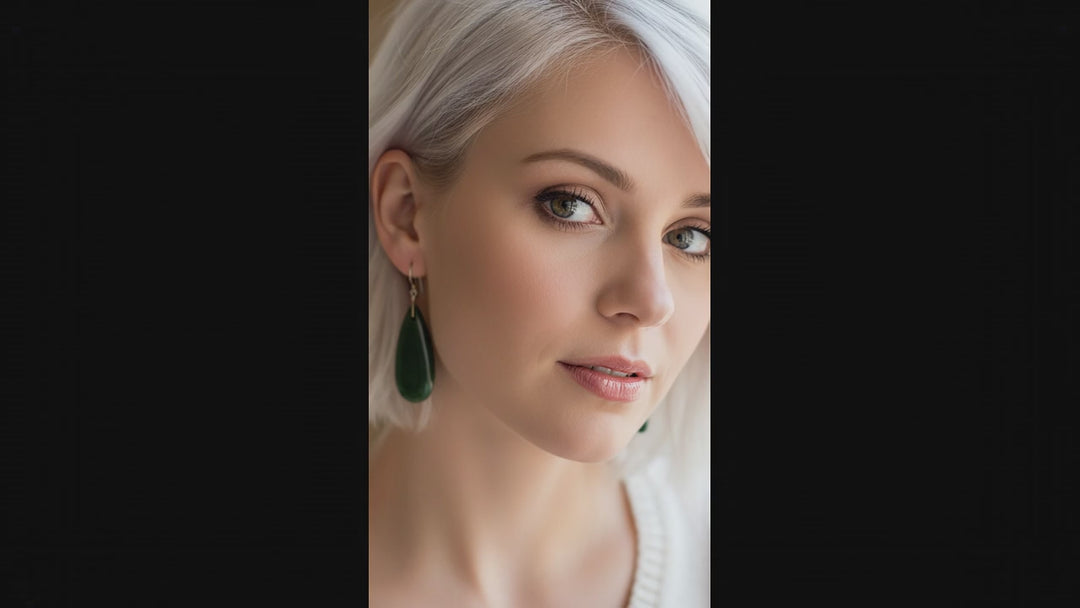 Green Jade Earrings Natural Nephrite Smooth Super Large Teardrop 14k solid gold or filled or Sterling Silver Simple Classic Drops Long Real