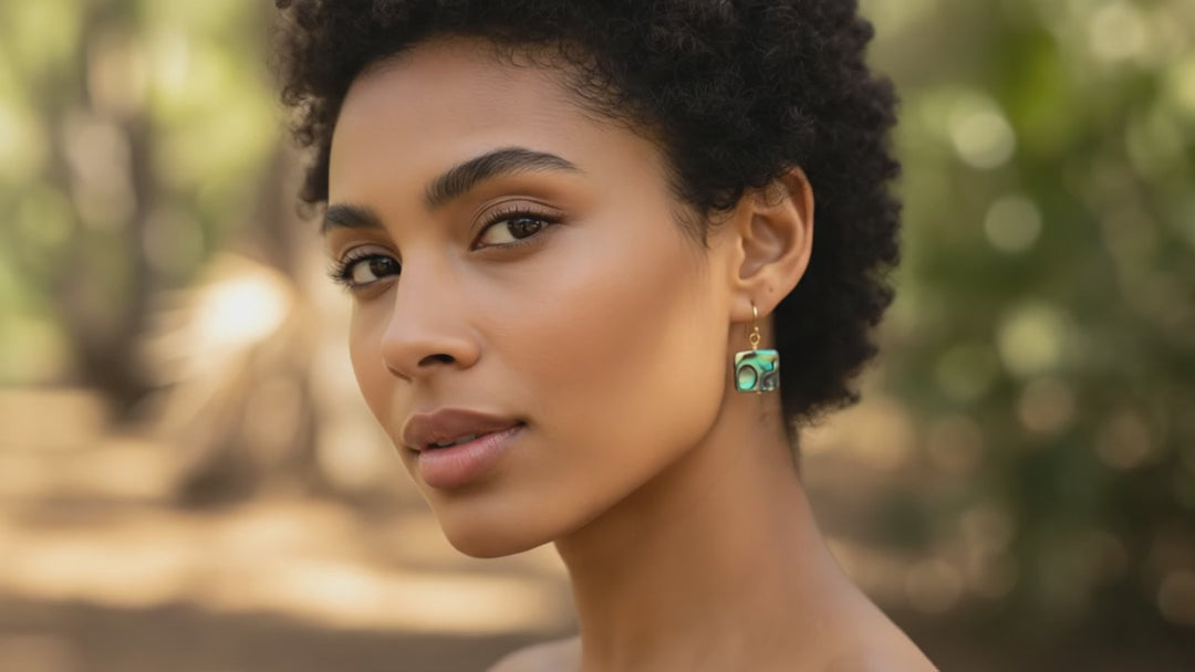 Abalone Paua Shell Teardrop Earrings Natural Peacock Oval 14k Solid Gold or Filled or Sterling Silver Square Simple Small Dainty MOP Drops