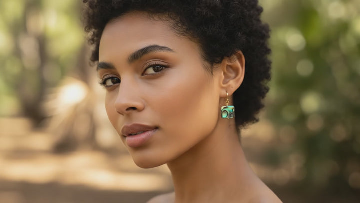 Abalone Paua Shell Teardrop Earrings Natural Peacock Oval 14k Solid Gold or Filled or Sterling Silver Square Simple Small Dainty MOP Drops