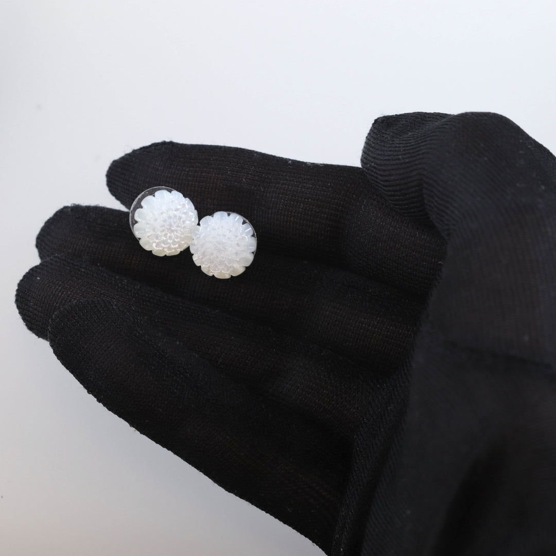 Copy of Mother of Pearl Earrings White Rose Shell Carved Lotus Flower Natural 14k Solid Gold or Filled or Sterling Silver Simple MOP Lightweight Drop