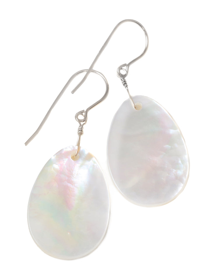 Mother of Pearl Earrings White Shell Teardrop Natural 14k Solid Gold or Filled or Sterling Silver Natural Simple Large Fat High Luster MOP