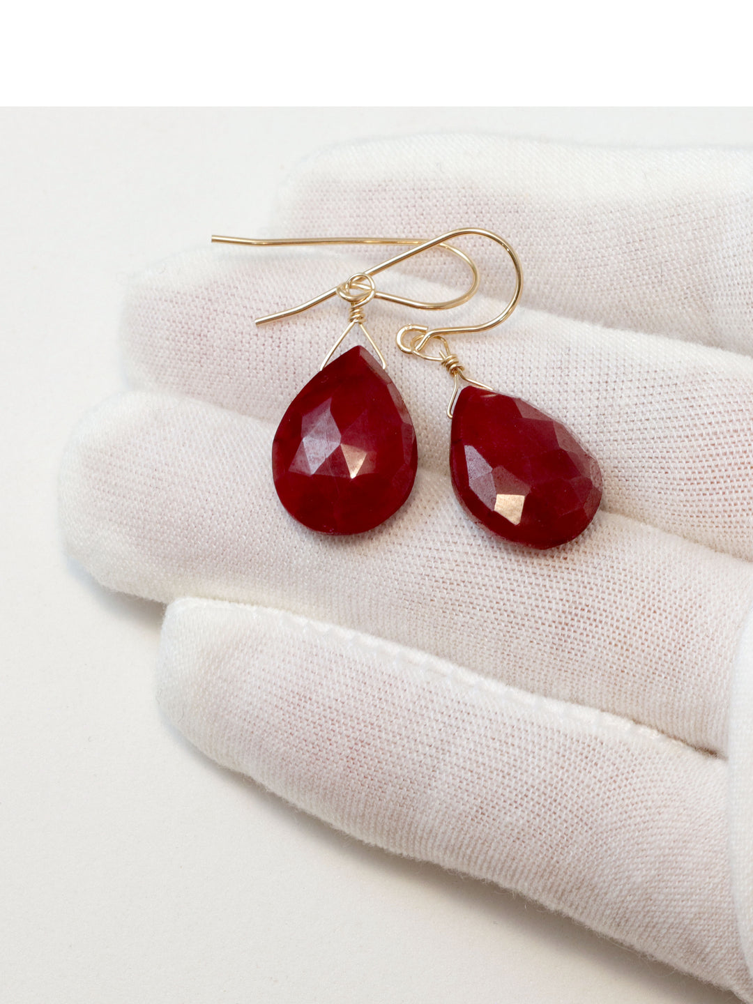 Natural Ruby Earrings Faceted Pear Shaped Teardrops 14k solid Gold or Yellow or Rose Filled or Sterling Silver Deep Rich Red  Dangle Drops