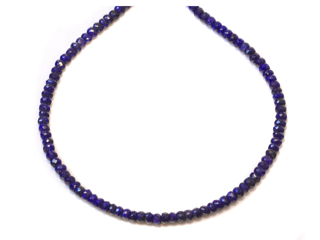 Blue Sapphire Necklace 14k Gold filled or Sterling Silver 18 19 Inch Chain Faceted Natural Earthy 3mm Blue Solid Strand Dainty Opaque Blue