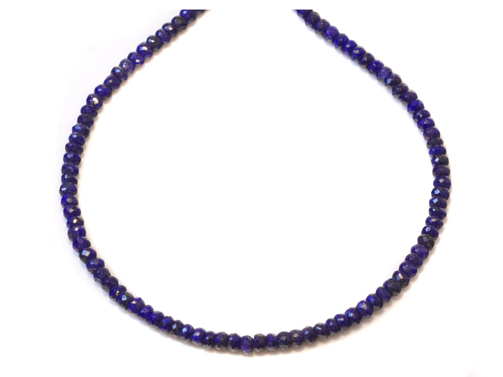 Blue Sapphire Necklace 14k Gold filled or Sterling Silver 18 19 Inch Chain Faceted Natural Earthy 3mm Blue Solid Strand Dainty Opaque Blue