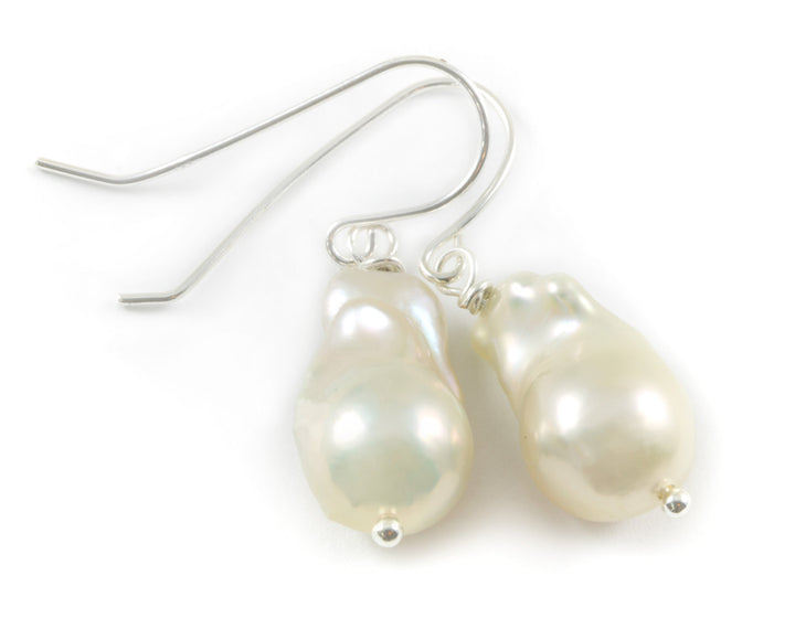 Baroque Pearl Earrings Sterling Silver or 14k Solid Gold or Filled French Earwires White Luster Simple Pearls Genuine Freshwater Small Drops